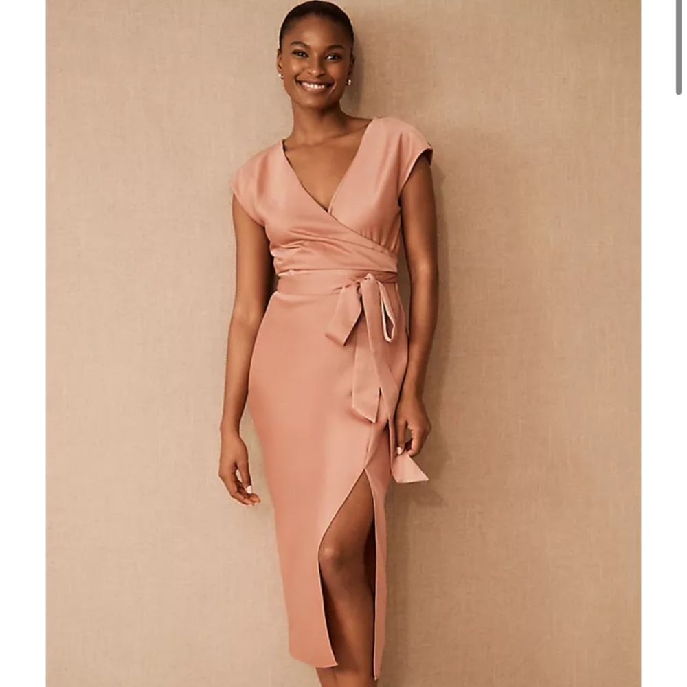 BHLDN Louisa faux wrap midi dress 0 tailored to fit like 00p
